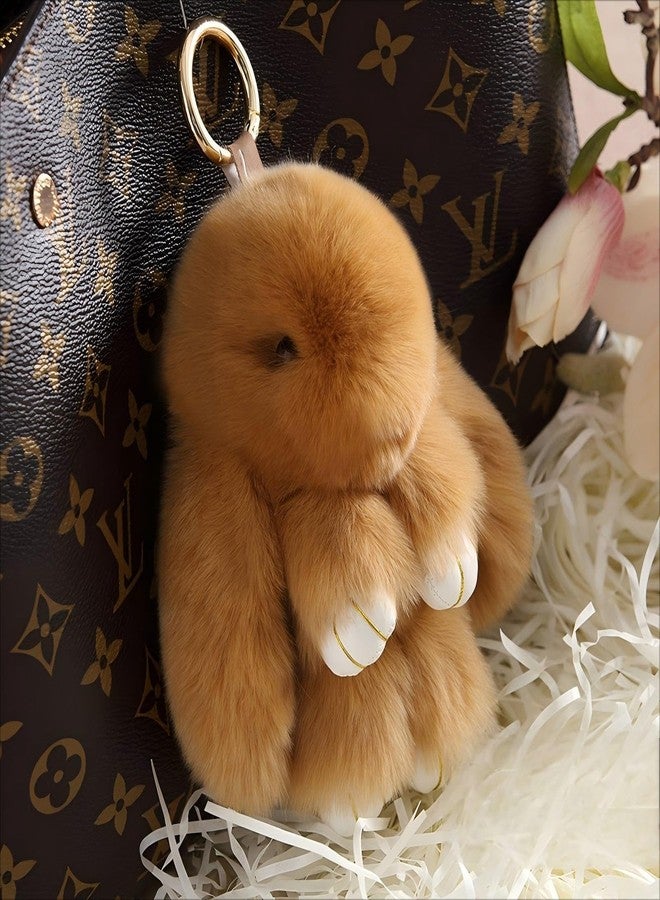 Bandfol Fluffy Bunny Keychain Plush Lulu Bunny Keychain for Women, Soft Rabbit Cute Bag Charms for Easter Birthday Gift - Image 2